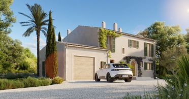 Casa con coche aparcado